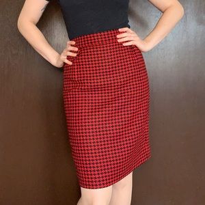Vintage Wool Houndstooth Pencil Skirt